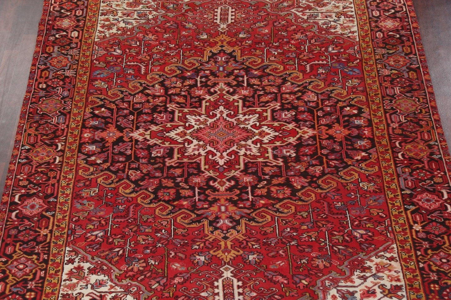 Vegetable Dye Red Wool Heriz Persian Area Rug 8x11