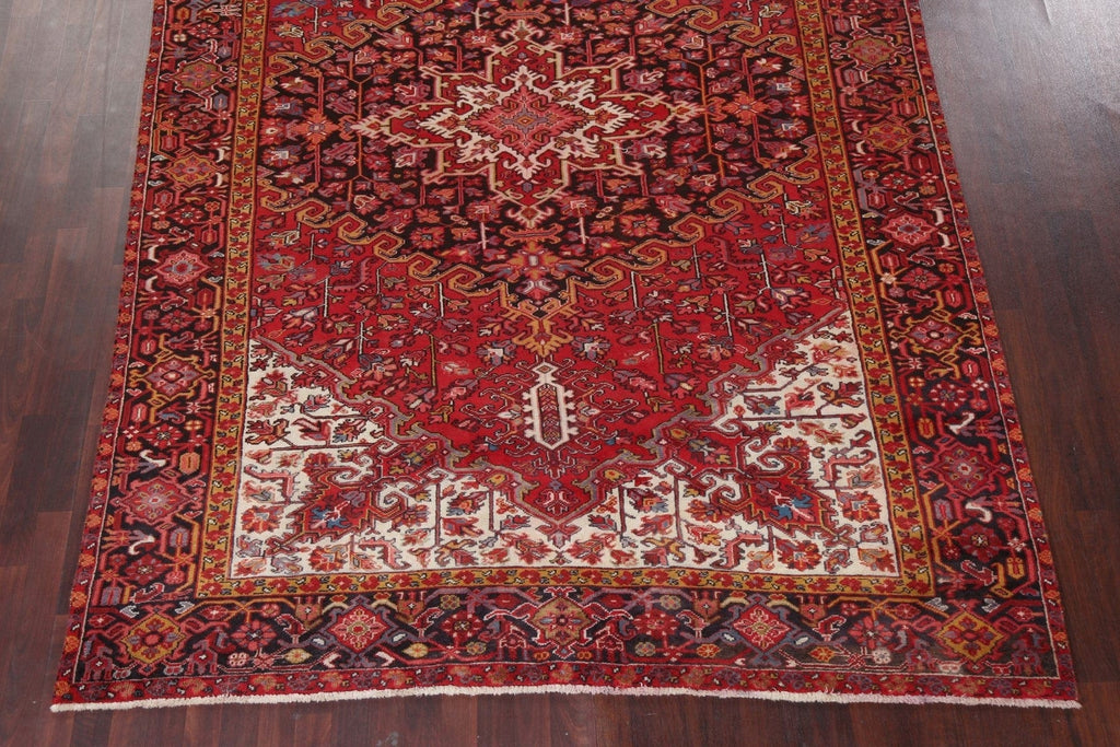 Vegetable Dye Red Wool Heriz Persian Area Rug 8x11