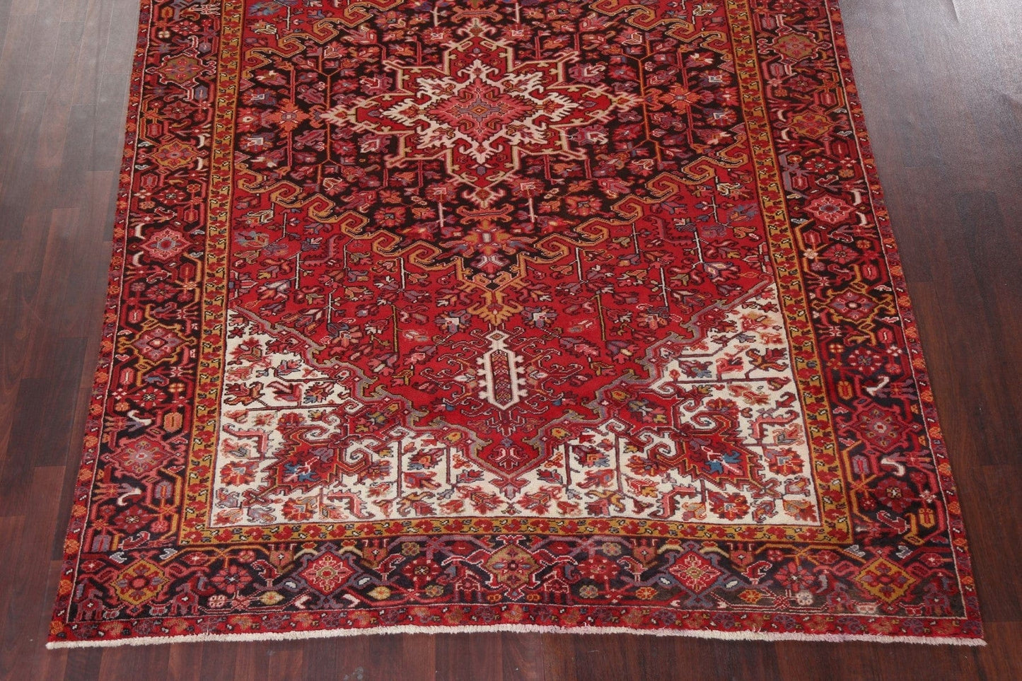 Vegetable Dye Red Wool Heriz Persian Area Rug 8x11