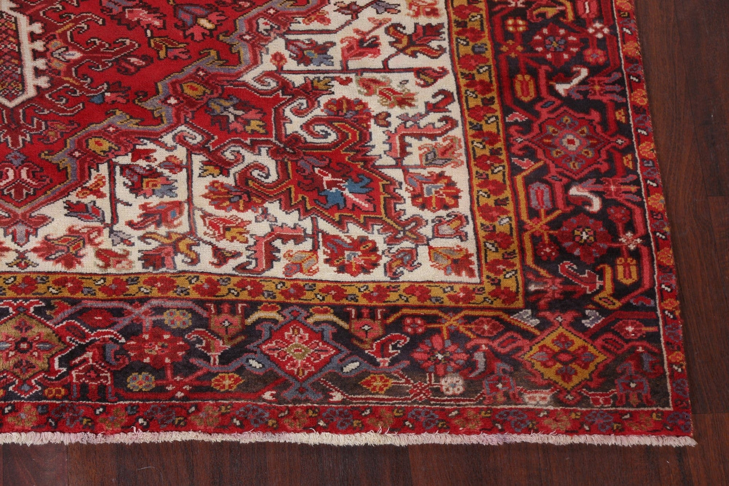 Vegetable Dye Red Wool Heriz Persian Area Rug 8x11