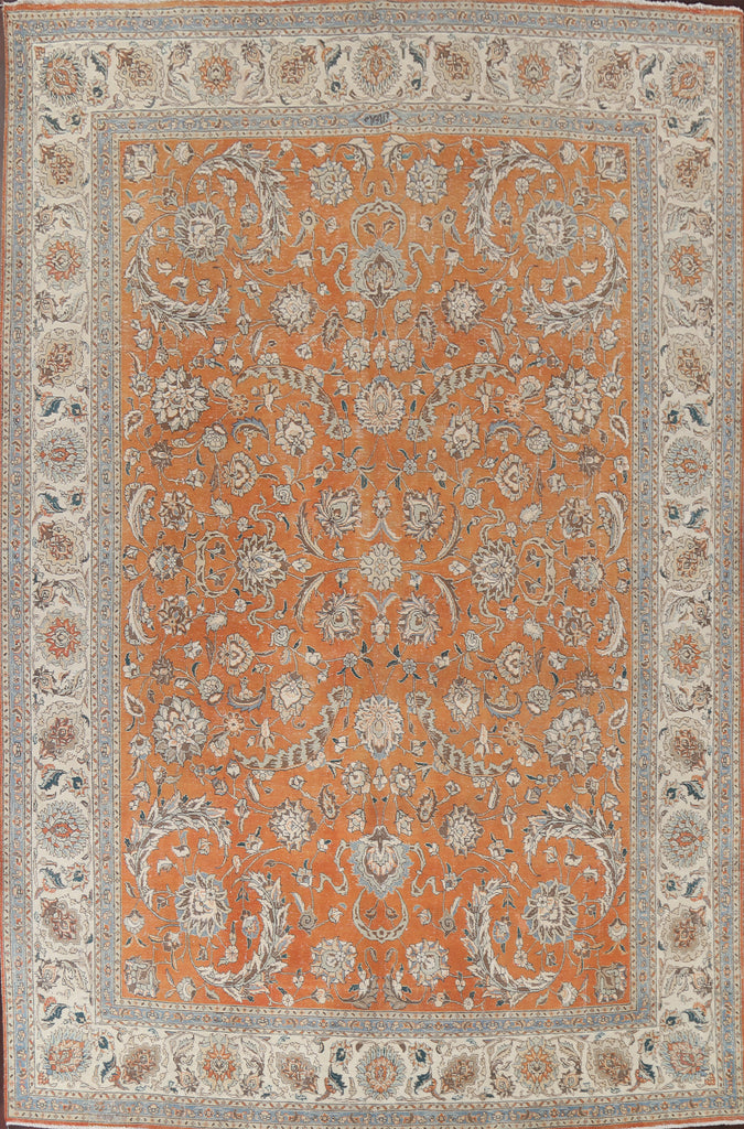 Vegetable Dye Floral Tabriz Persian Area Rug 10x13