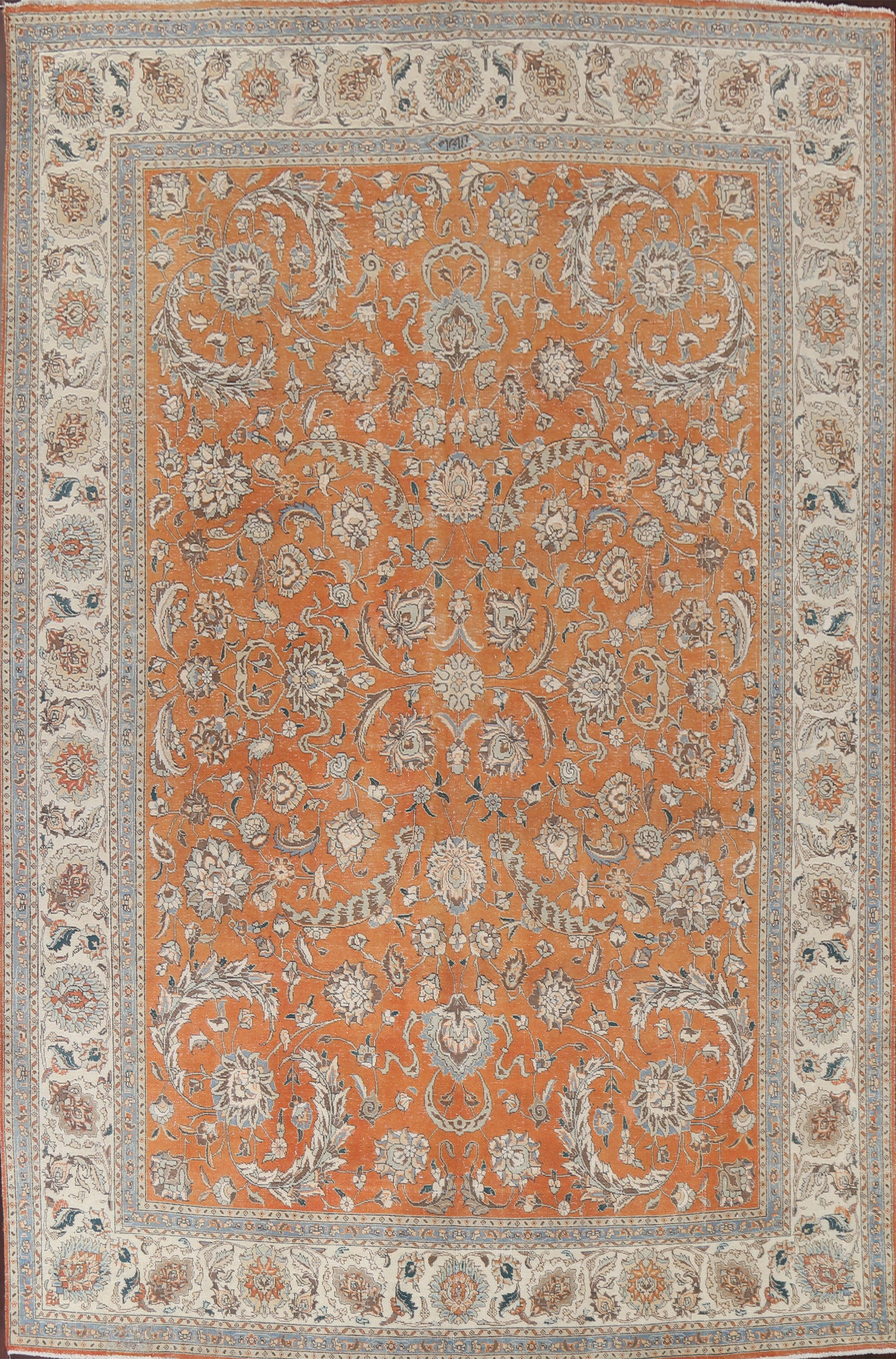 Vegetable Dye Floral Tabriz Persian Area Rug 10x13