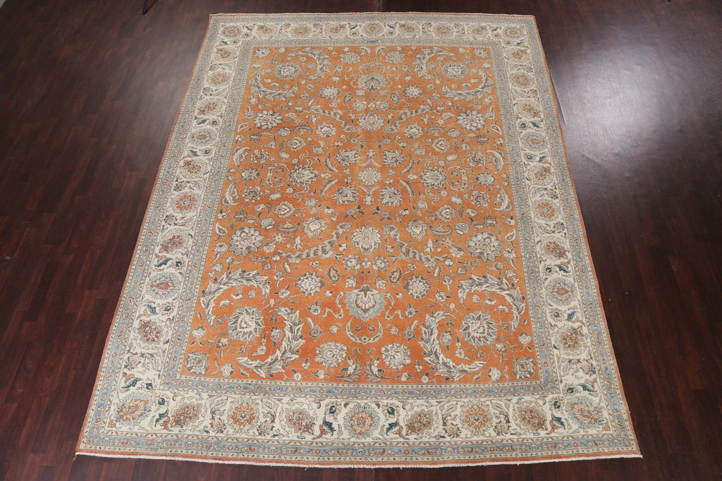 Vegetable Dye Floral Tabriz Persian Area Rug 10x13