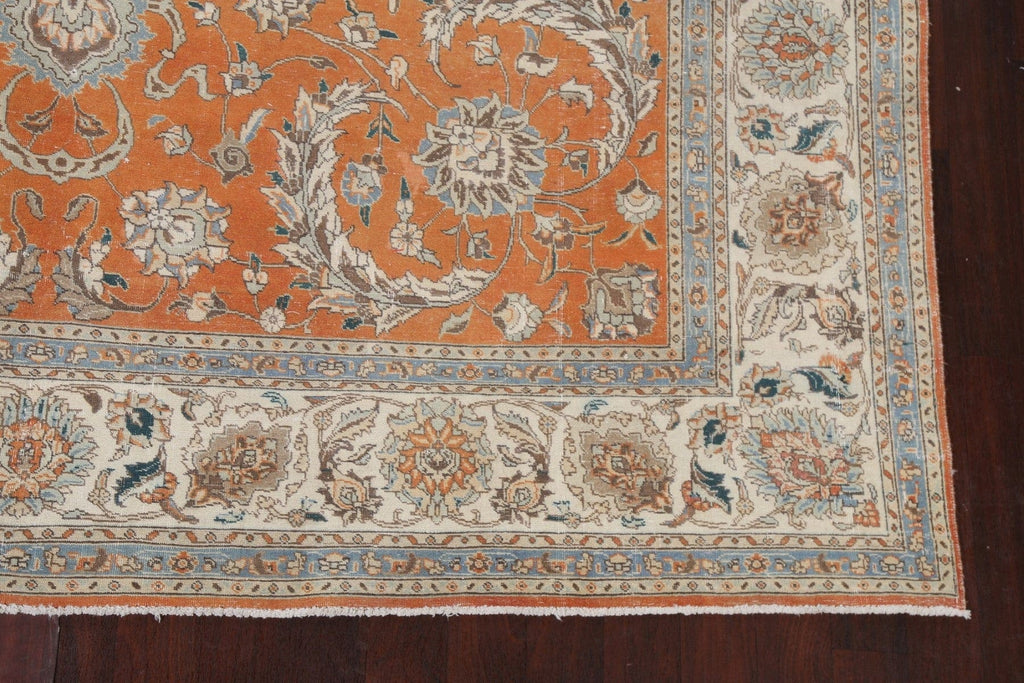 Vegetable Dye Floral Tabriz Persian Area Rug 10x13