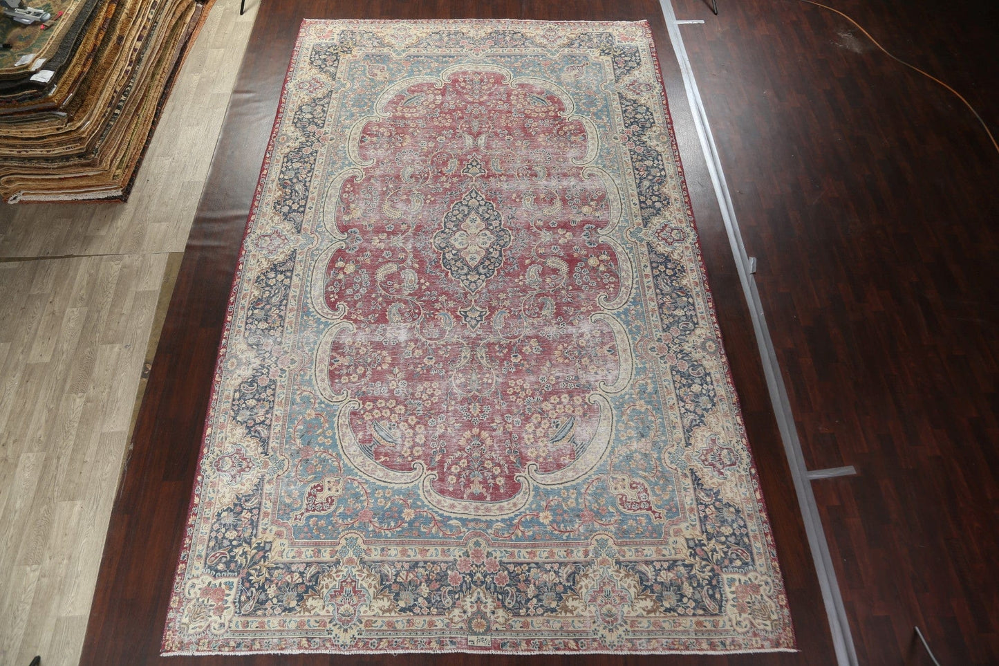 Antique Maroon Vegetable Dye Kerman Persian Area Rug 10x17