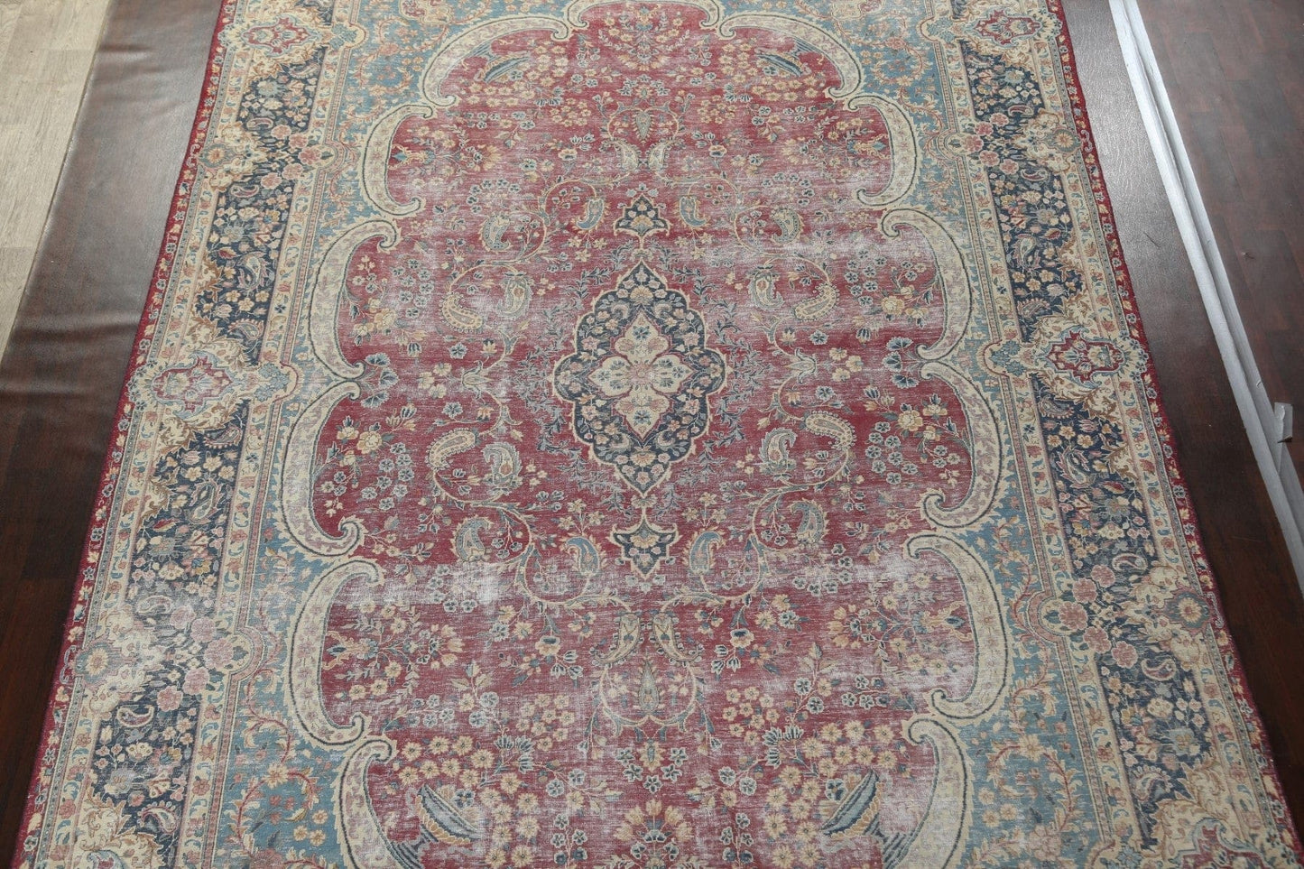 Antique Maroon Vegetable Dye Kerman Persian Area Rug 10x17