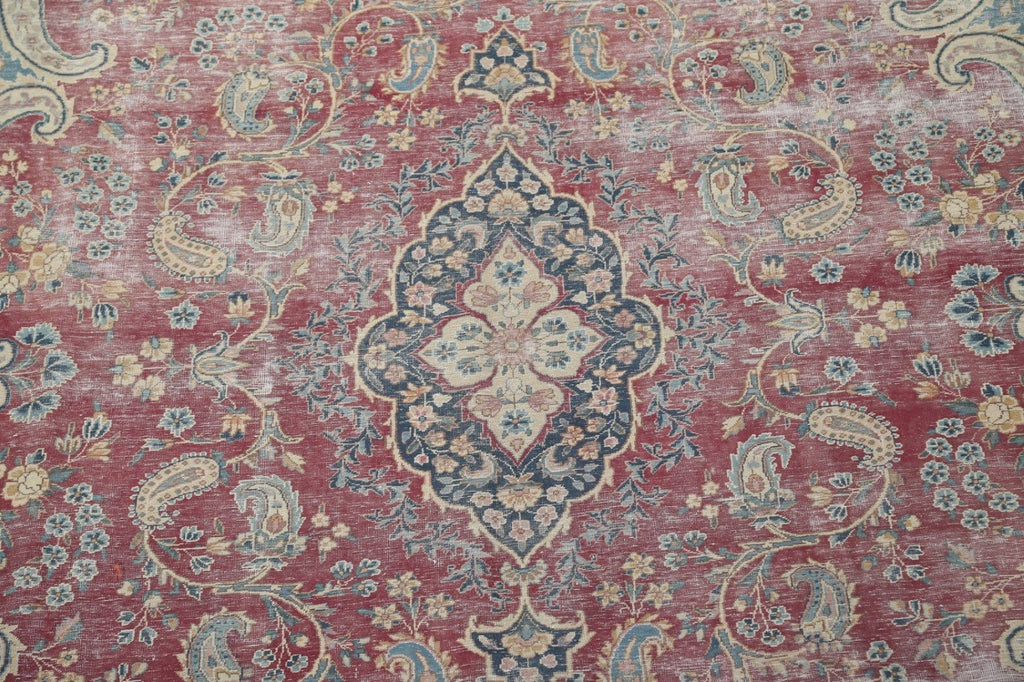 Antique Maroon Vegetable Dye Kerman Persian Area Rug 10x17