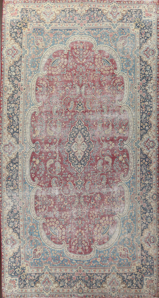 Antique Maroon Vegetable Dye Kerman Persian Area Rug 10x17