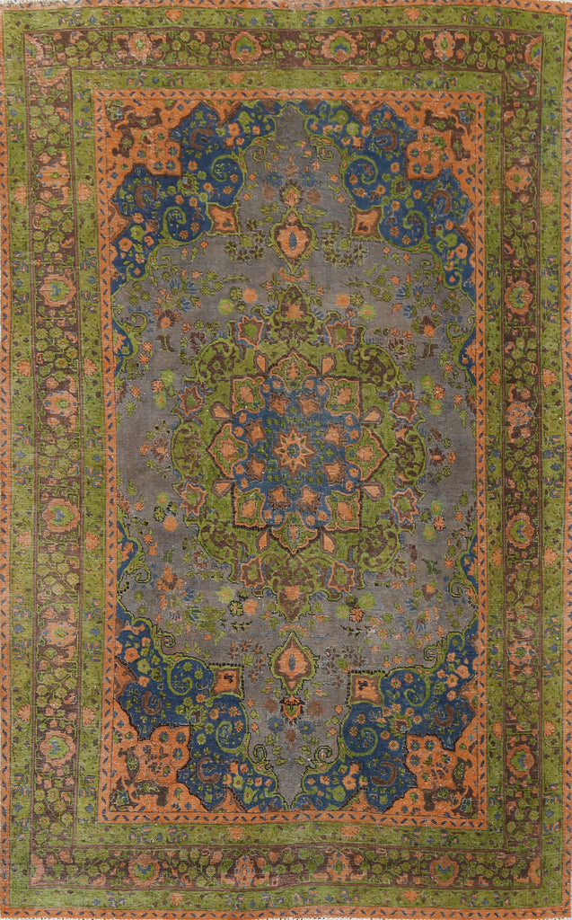 Distressed Over-Dye Mashad Persian Area Rug 6x10