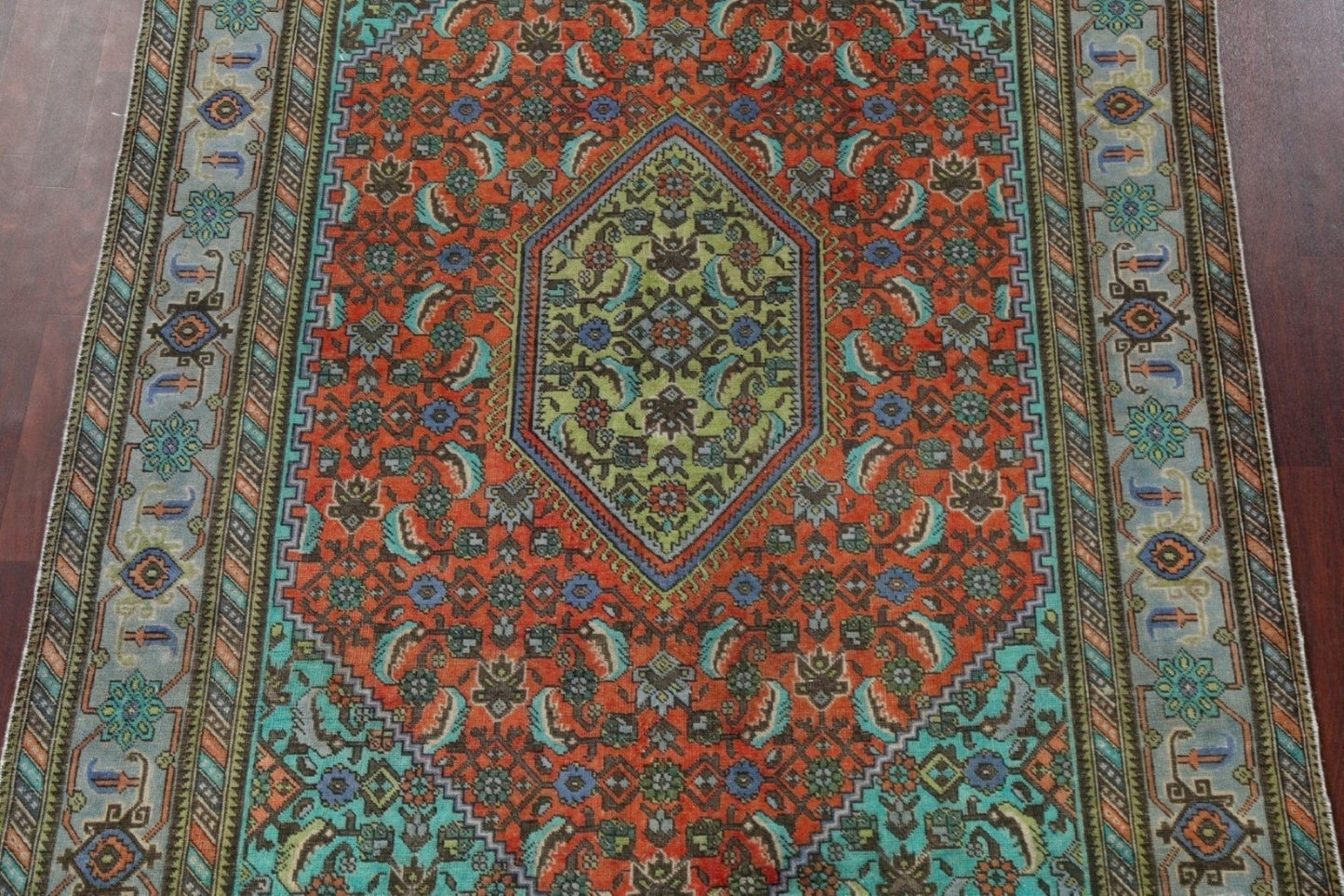 Distressed Geometric Ardebil Persian Area Rug 7x10