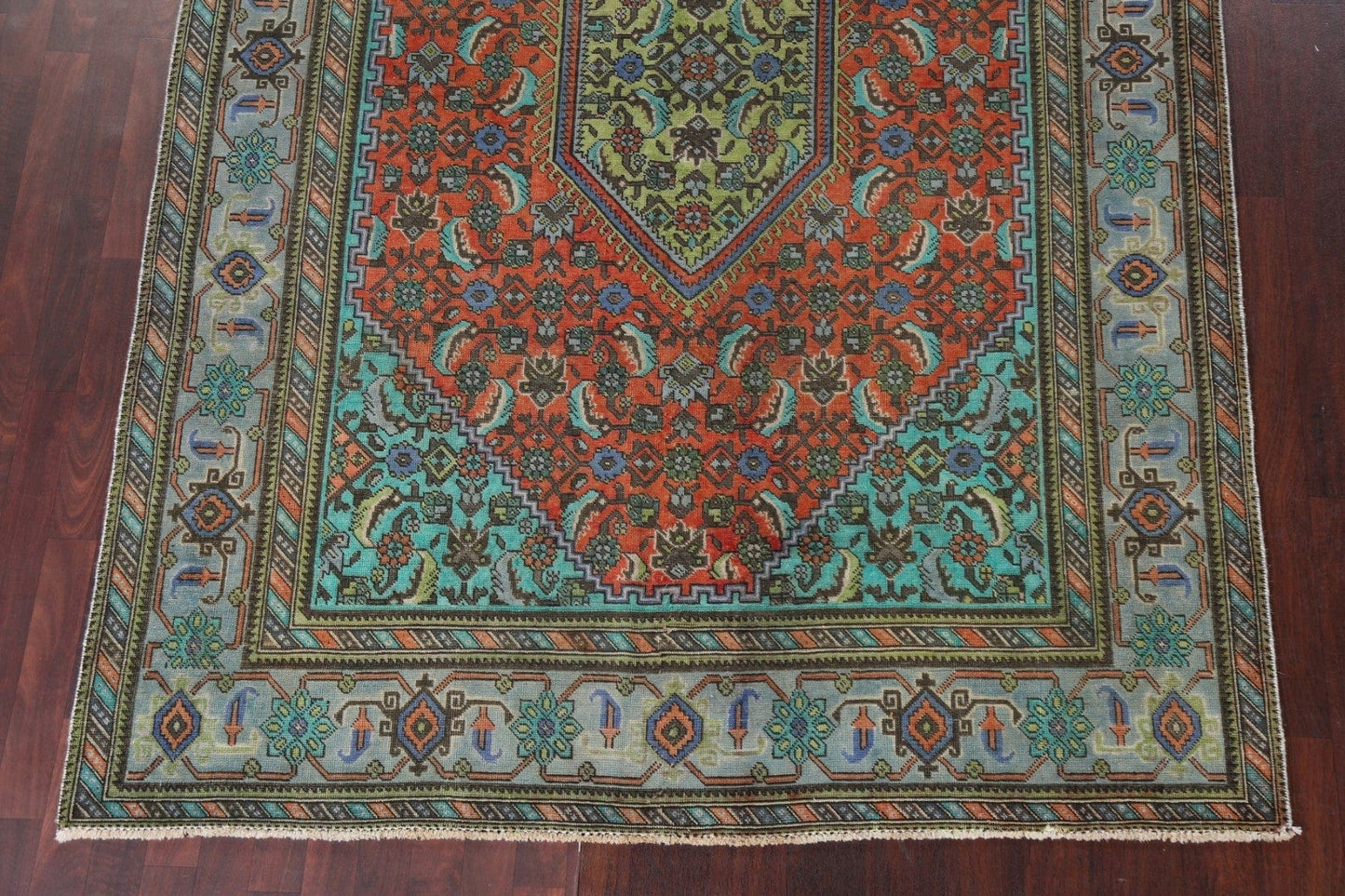 Distressed Geometric Ardebil Persian Area Rug 7x10