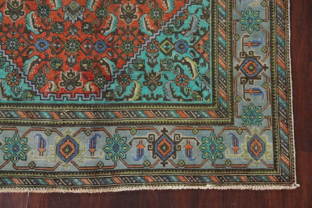 Distressed Geometric Ardebil Persian Area Rug 7x10