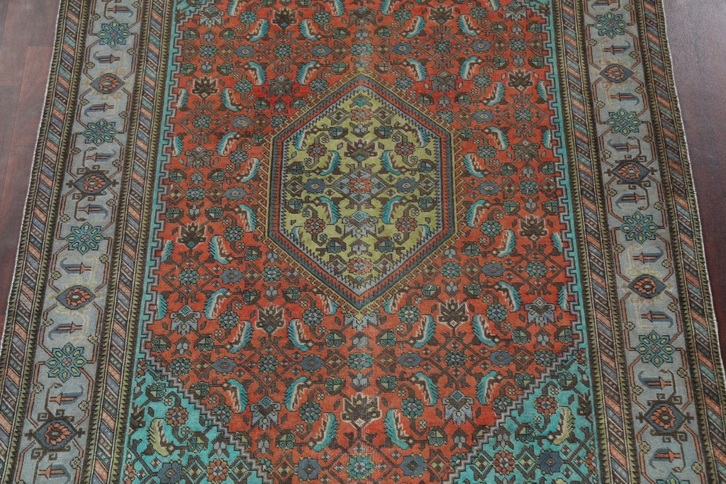 Distressed Geometric Ardebil Persian Area Rug 7x9