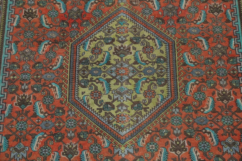 Distressed Geometric Ardebil Persian Area Rug 7x9