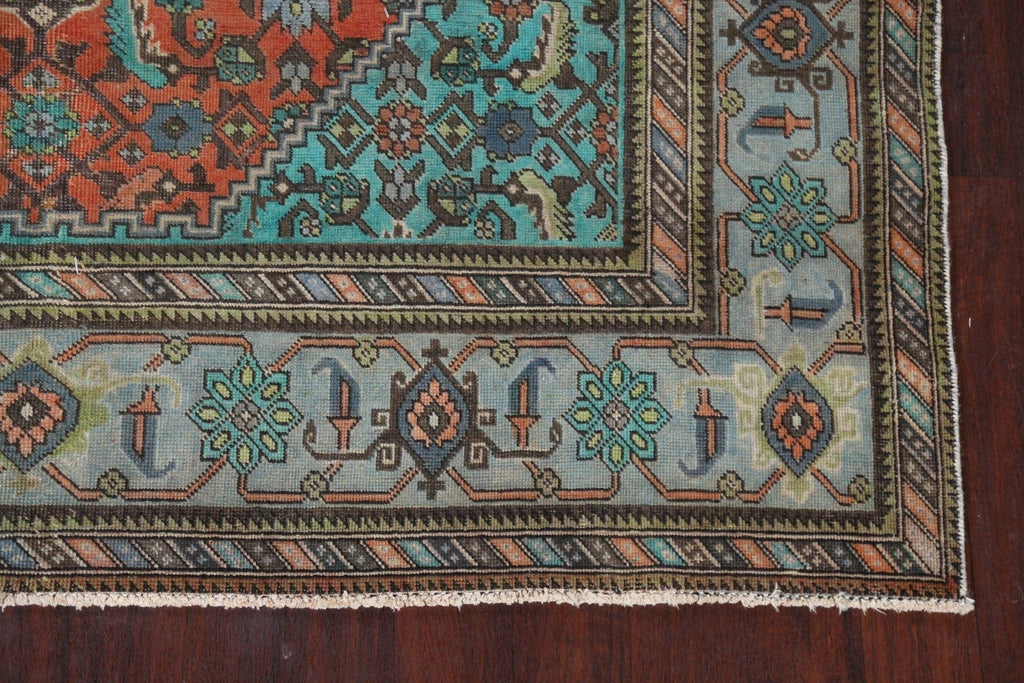 Distressed Geometric Ardebil Persian Area Rug 7x9