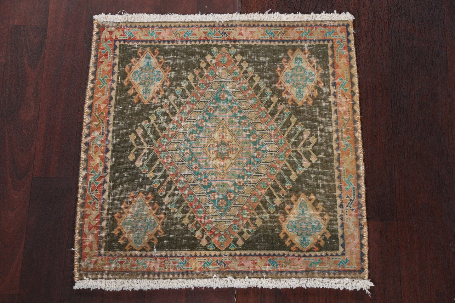 Handmade Wool Abadeh Persian Square Rug 2x2