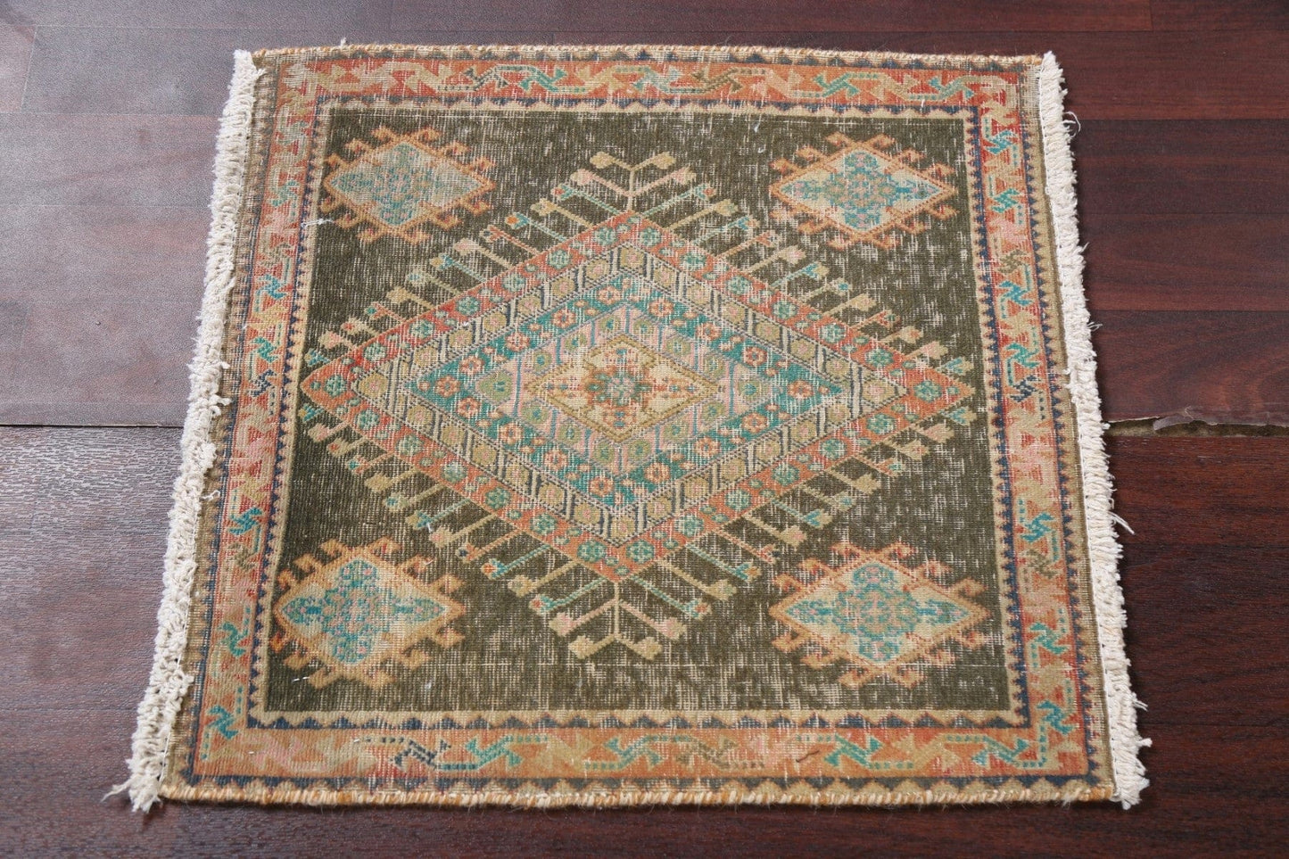 Handmade Wool Abadeh Persian Square Rug 2x2