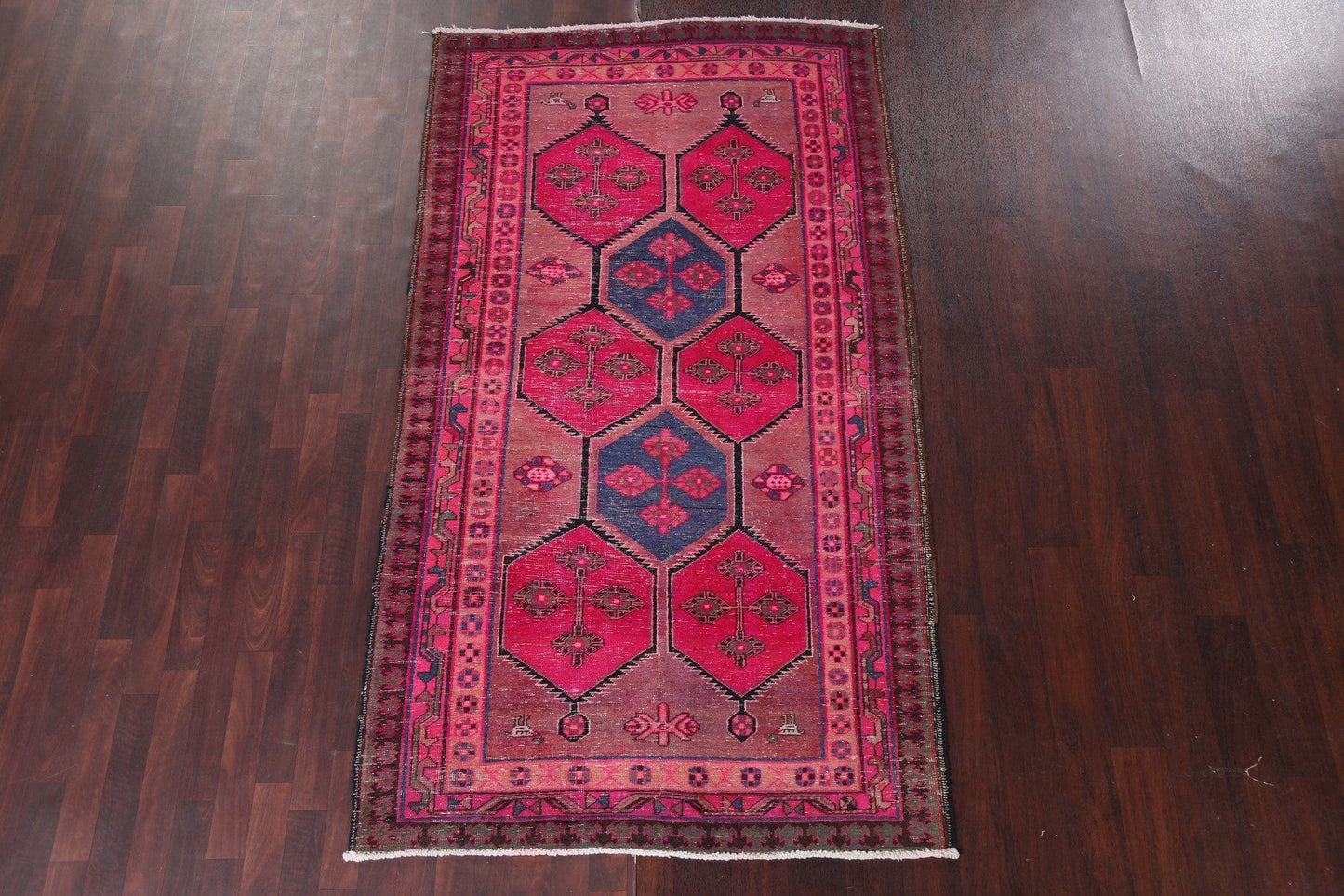 Pink Geometric Meshkin Persian Area Rug 4x8