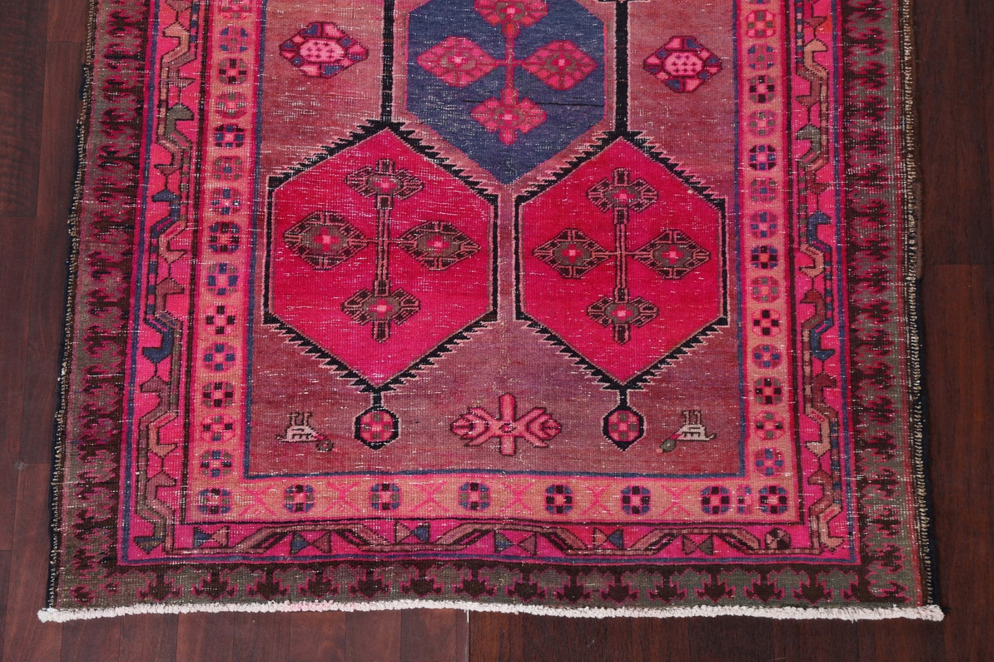 Pink Geometric Meshkin Persian Area Rug 4x8