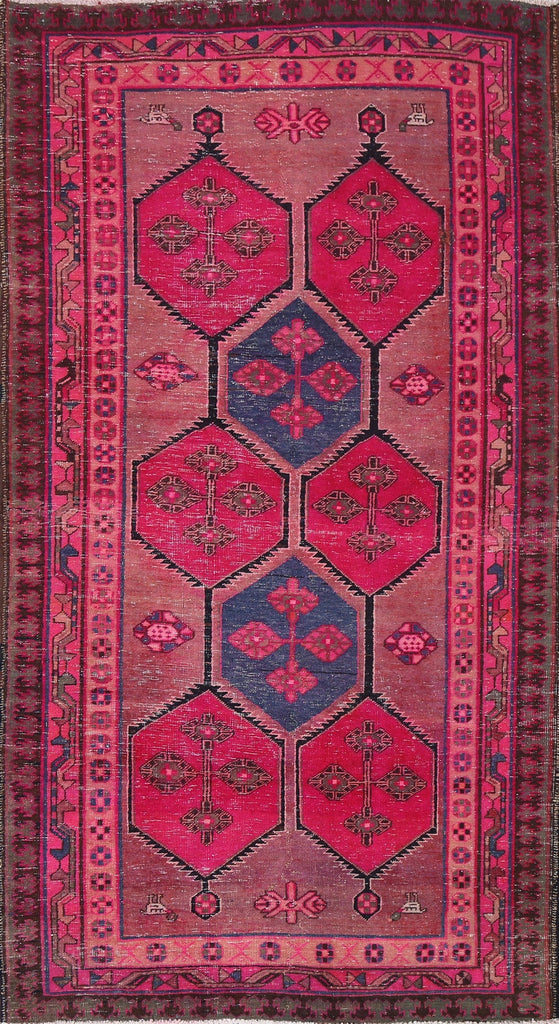 Pink Geometric Meshkin Persian Area Rug 4x8