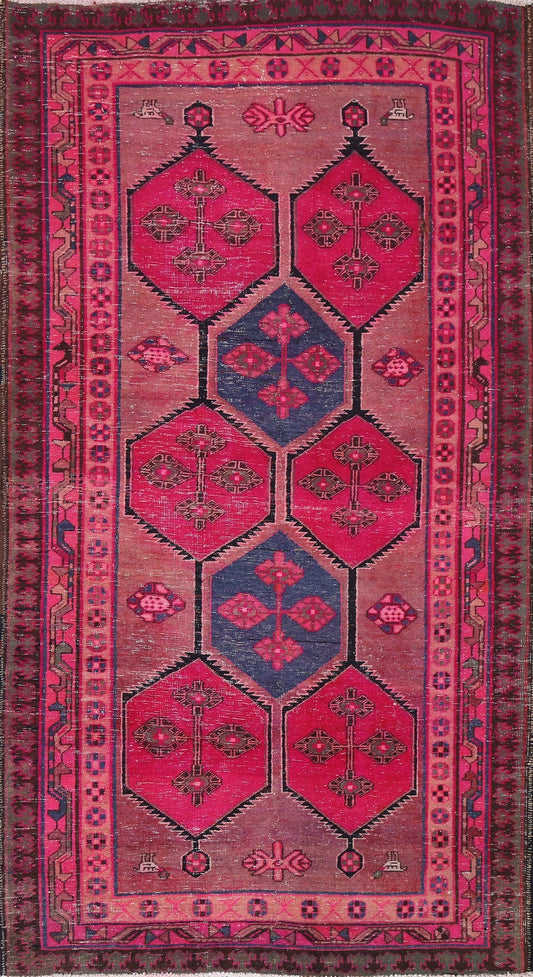 Pink Geometric Meshkin Persian Area Rug 4x8