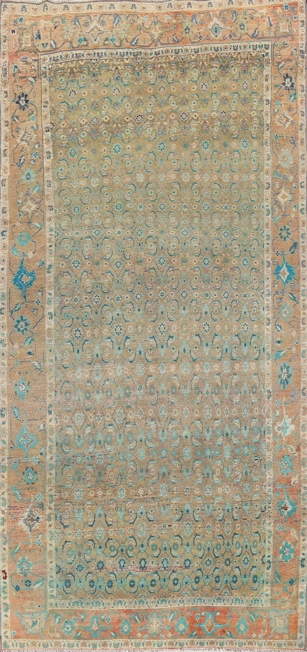 Distressed Wool Mahal Persian Area Rug 5x11