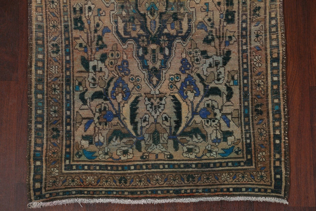 Vintage Wool Hamedan Persian Runner Rug 4x13