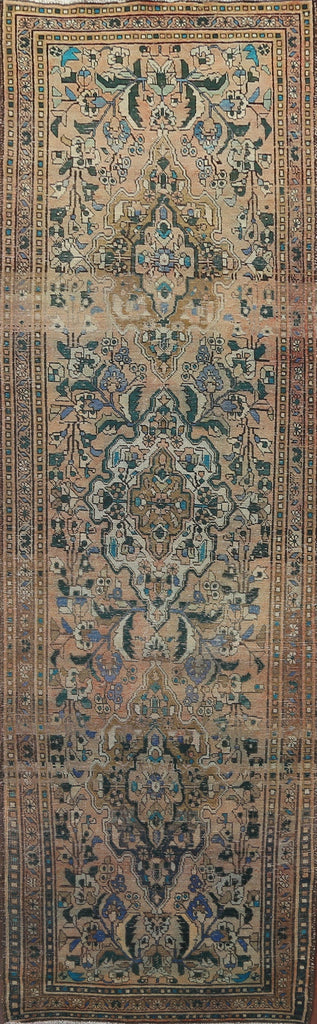 Vintage Wool Hamedan Persian Runner Rug 4x13