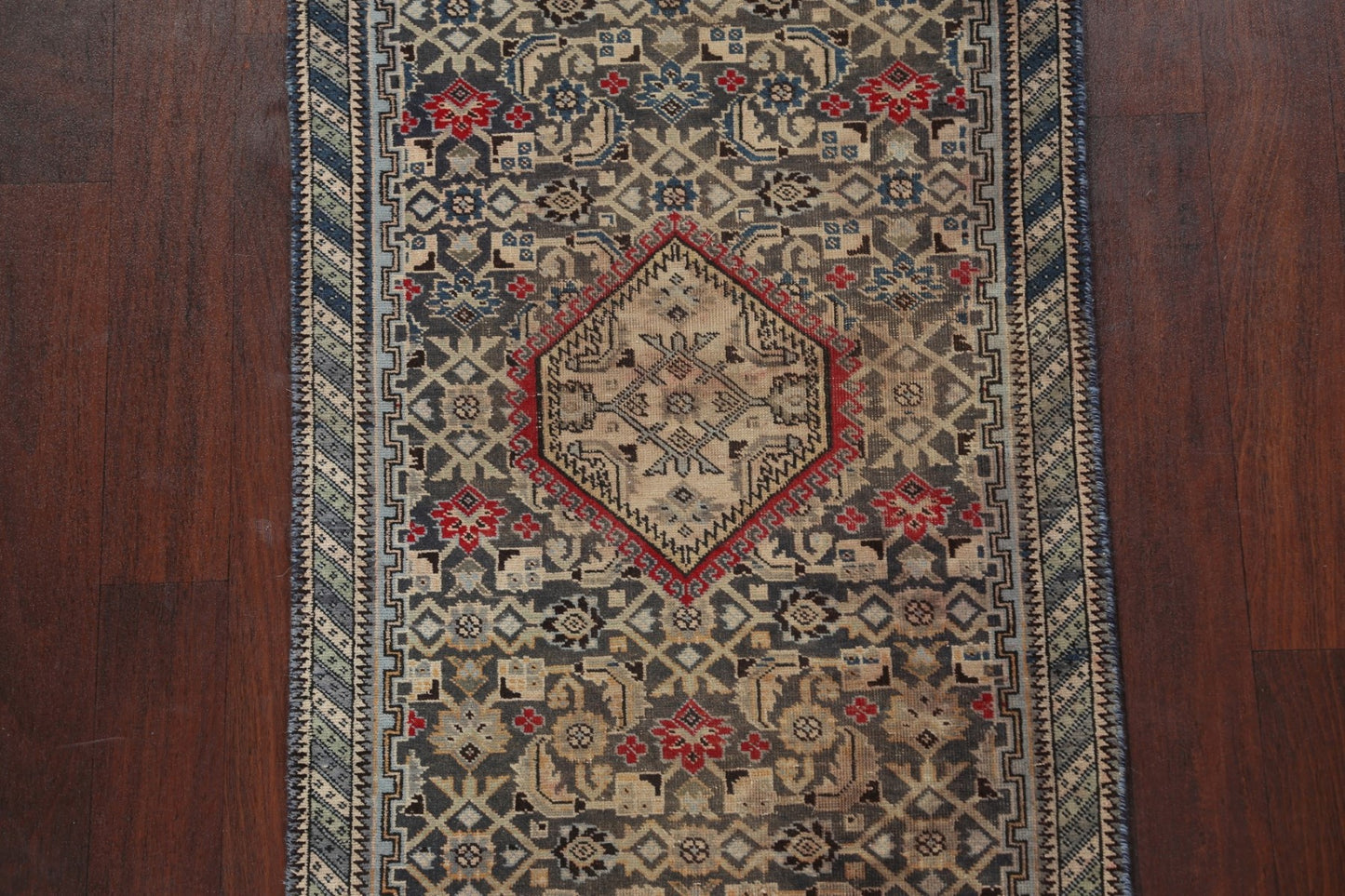 Vintage Wool Tabriz Persian Runner Rug 3x8