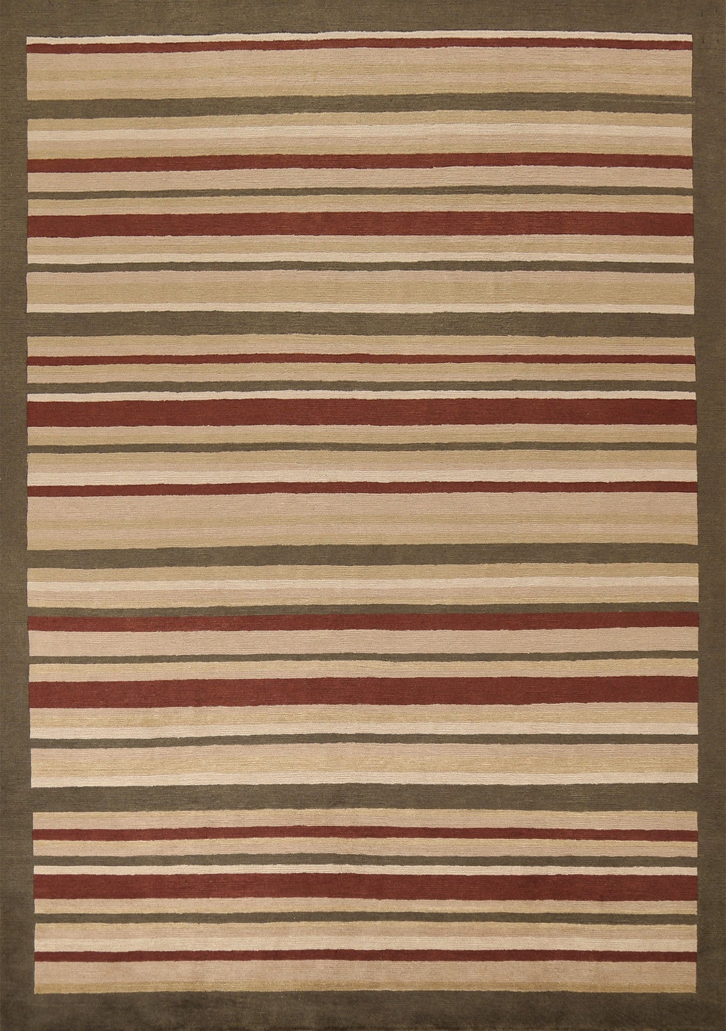 Contemporary Striped Nepalese Wool Area Rug 8x10