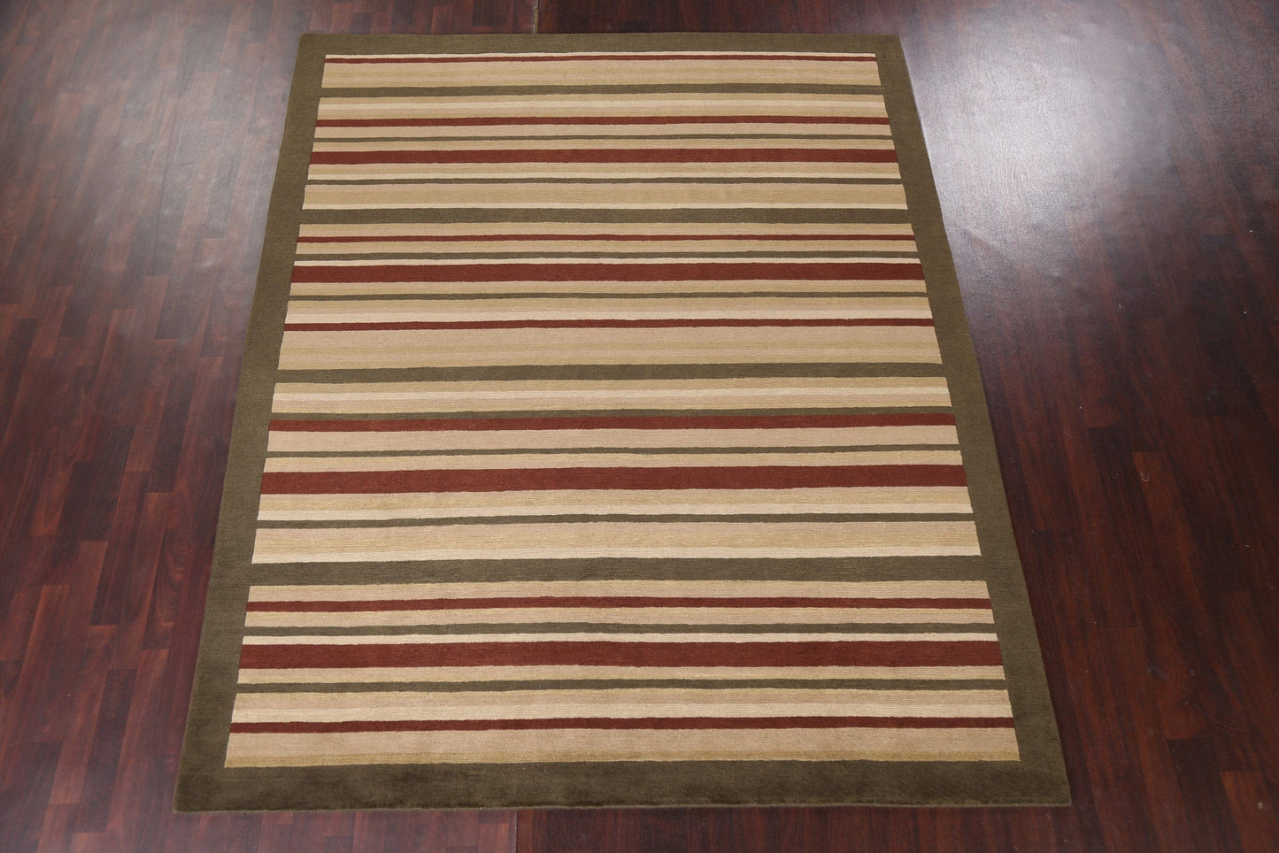 Contemporary Striped Nepalese Wool Area Rug 8x10