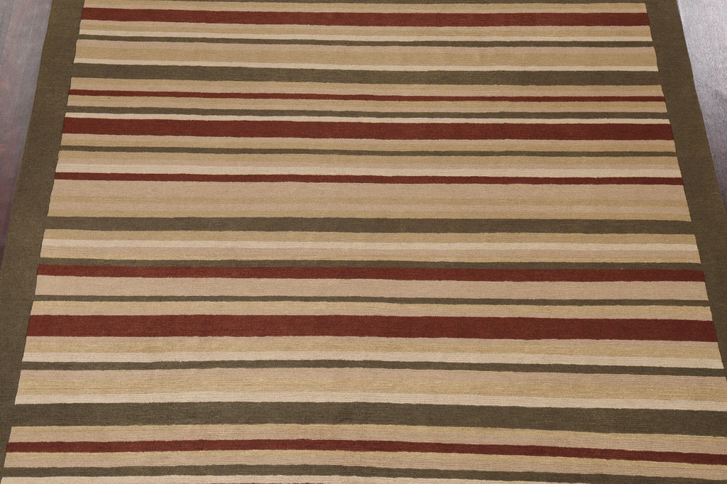 Contemporary Striped Nepalese Wool Area Rug 8x10