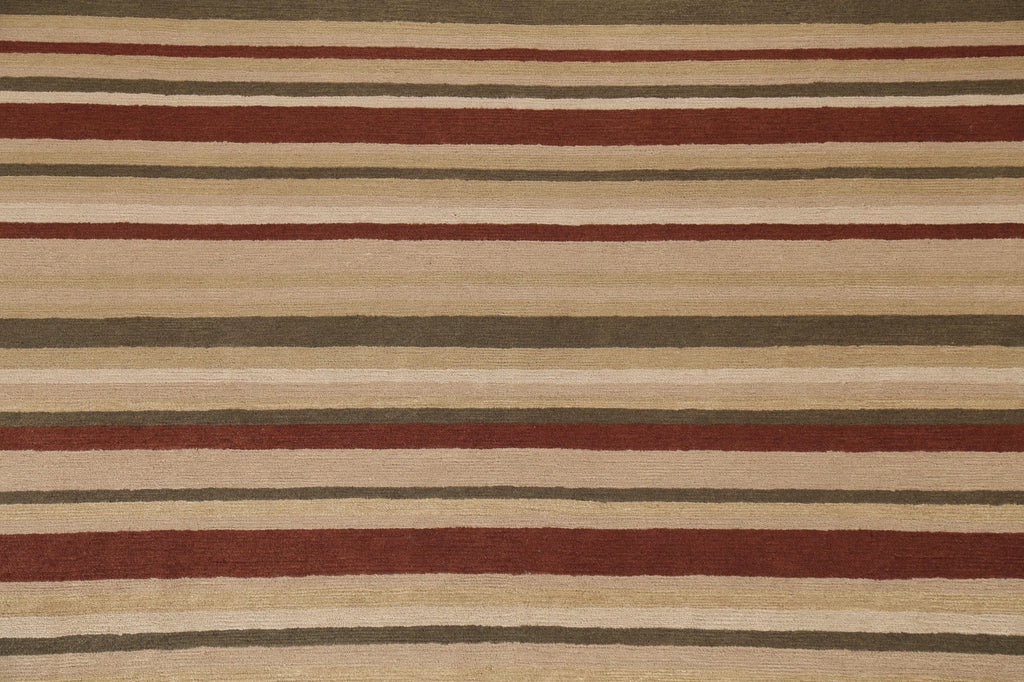 Contemporary Striped Nepalese Wool Area Rug 8x10