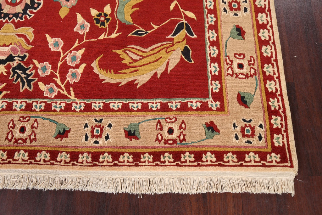 Red Handmade Savonnerie Wool Area Rug 8x10
