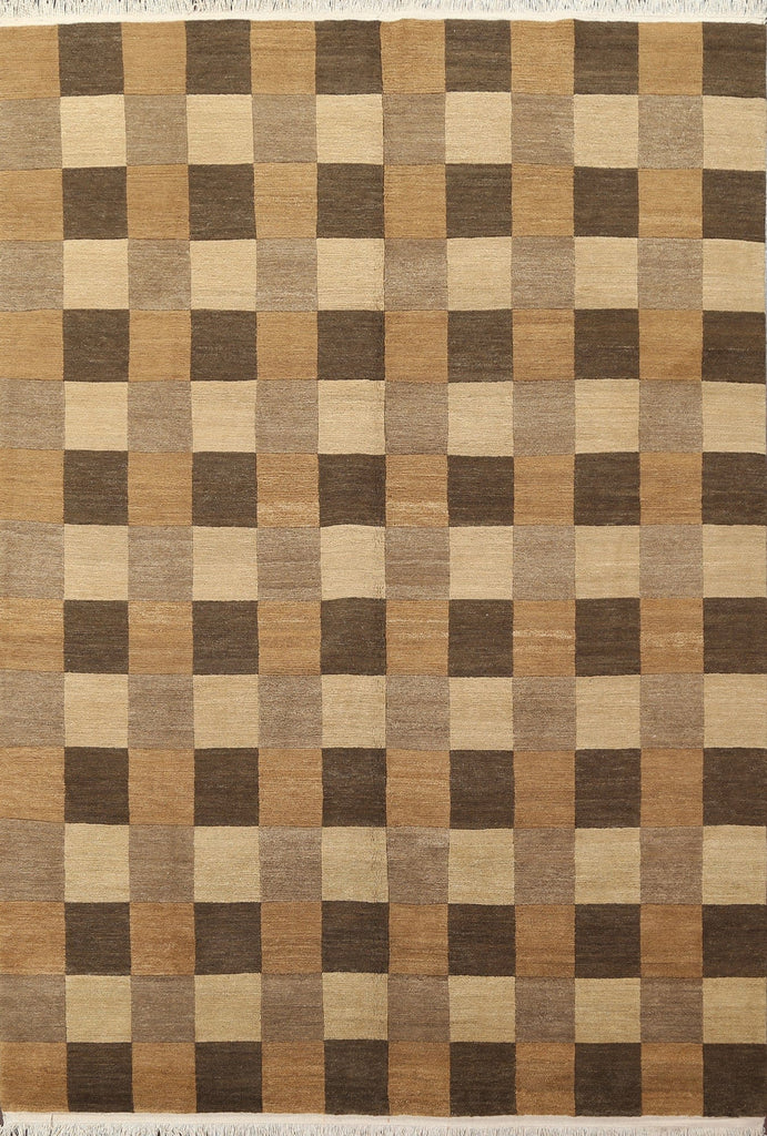 Checkered Nepalese Wool Area Rug 8x10