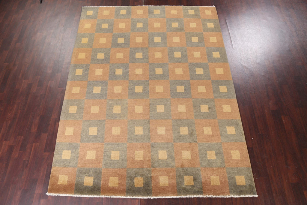 Checkered Nepalese Wool Area Rug 8x11