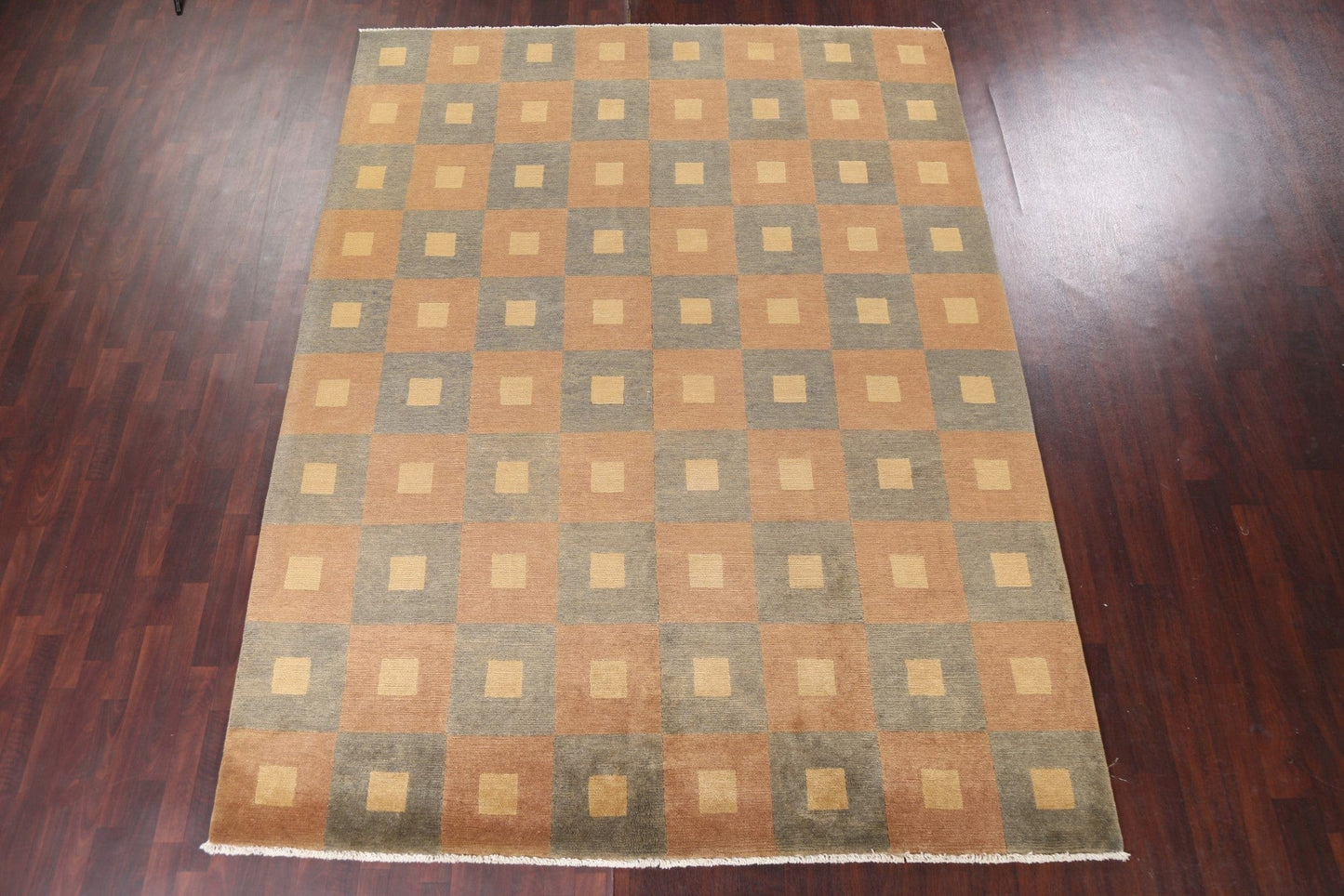 Checkered Nepalese Wool Area Rug 8x11