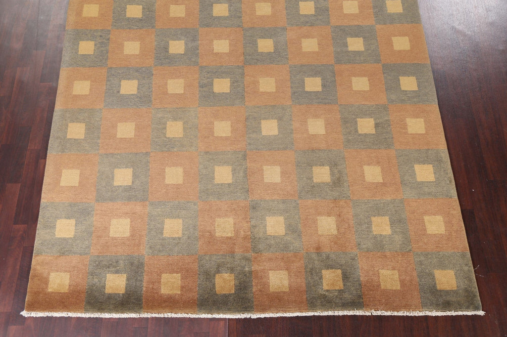 Checkered Nepalese Wool Area Rug 8x11