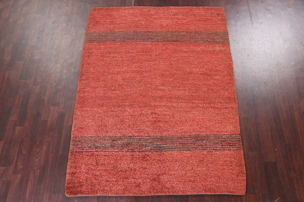 Striped Contemporary Red Area Rug 6x8