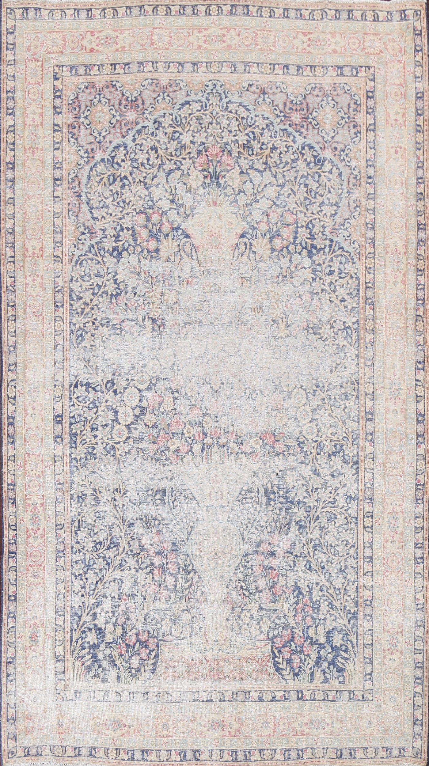 Antique Distressed Kerman Persian Area Rug 7x11