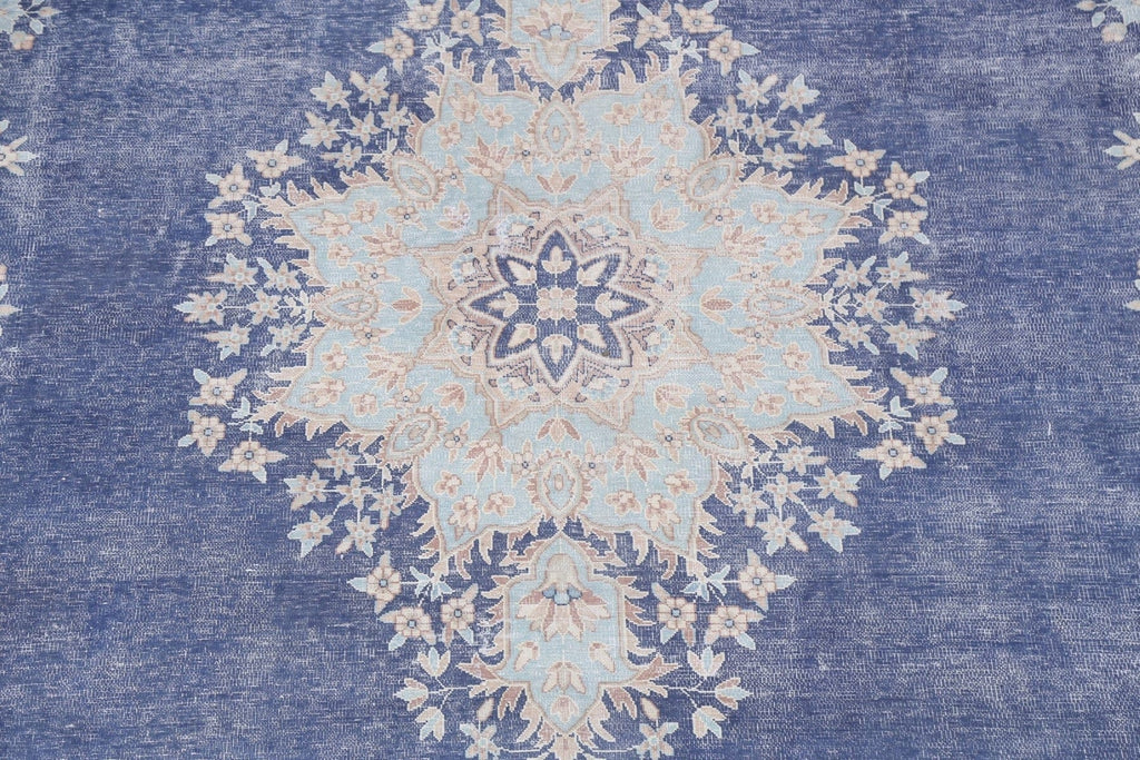 Distressed Blue Kerman Persian Area Rug 10x13