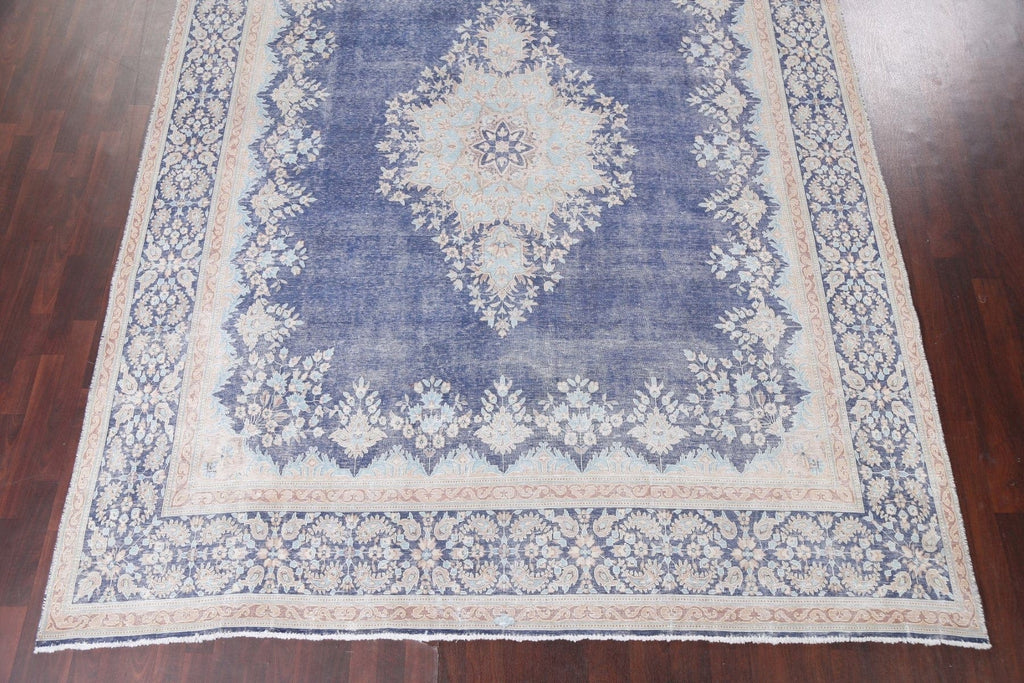 Distressed Blue Kerman Persian Area Rug 10x13