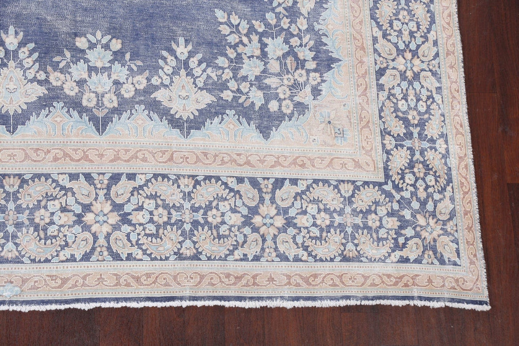 Distressed Blue Kerman Persian Area Rug 10x13