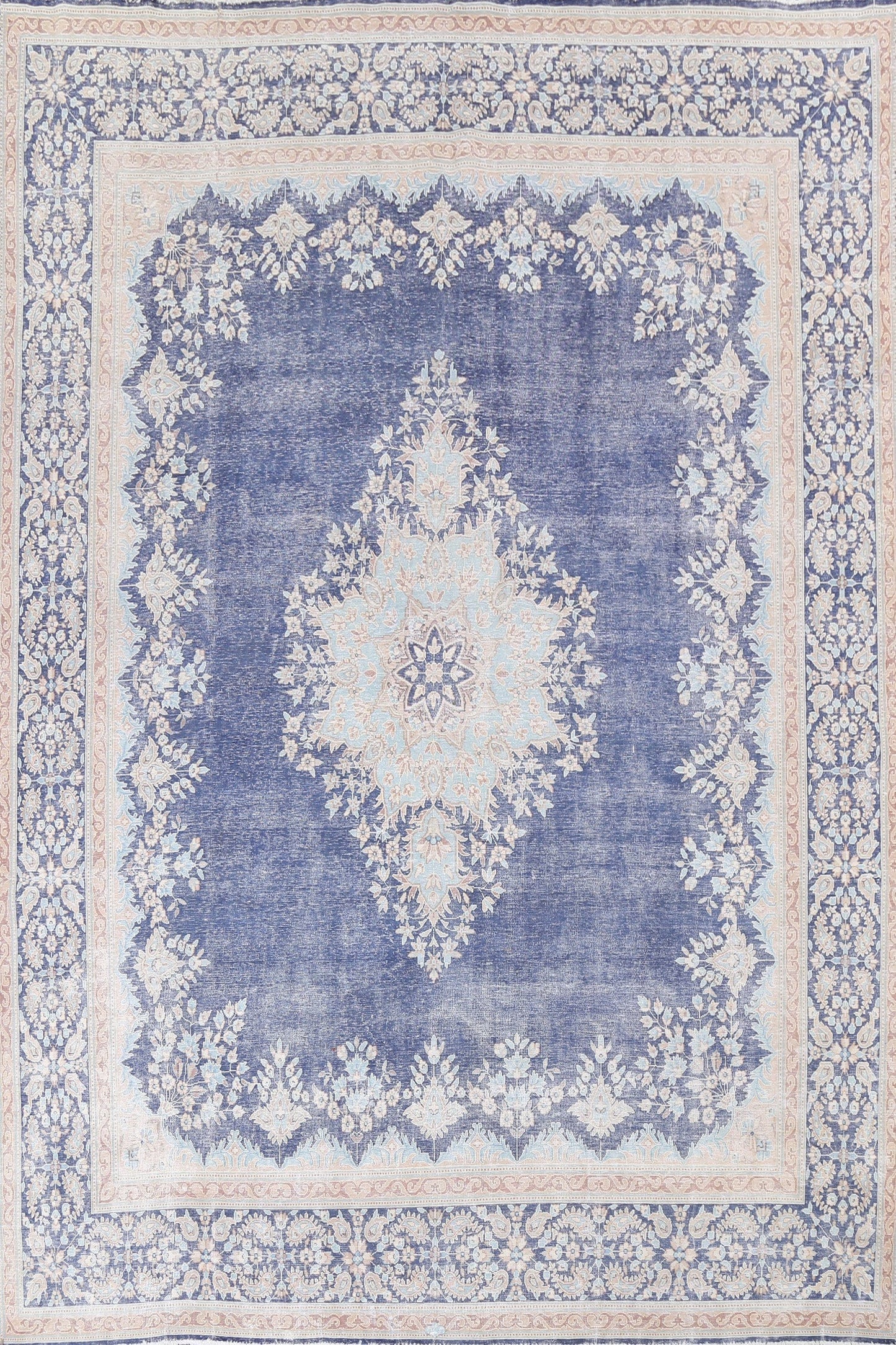 Distressed Blue Kerman Persian Area Rug 10x13