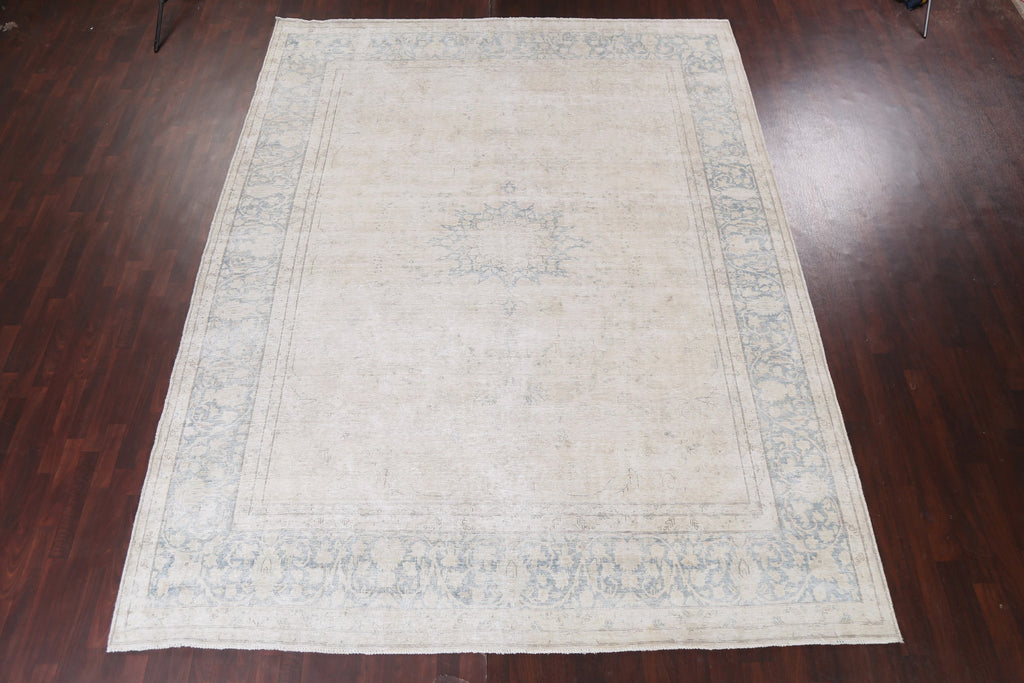 Muted Distressed Kerman Persian Area Rug 10x13