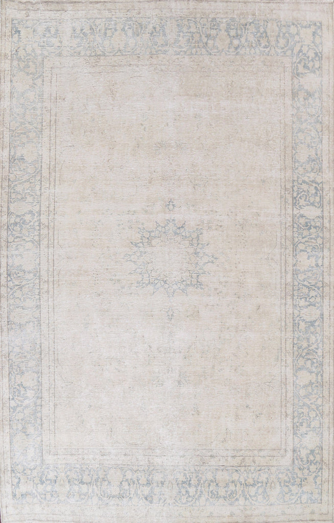 Muted Distressed Kerman Persian Area Rug 10x13