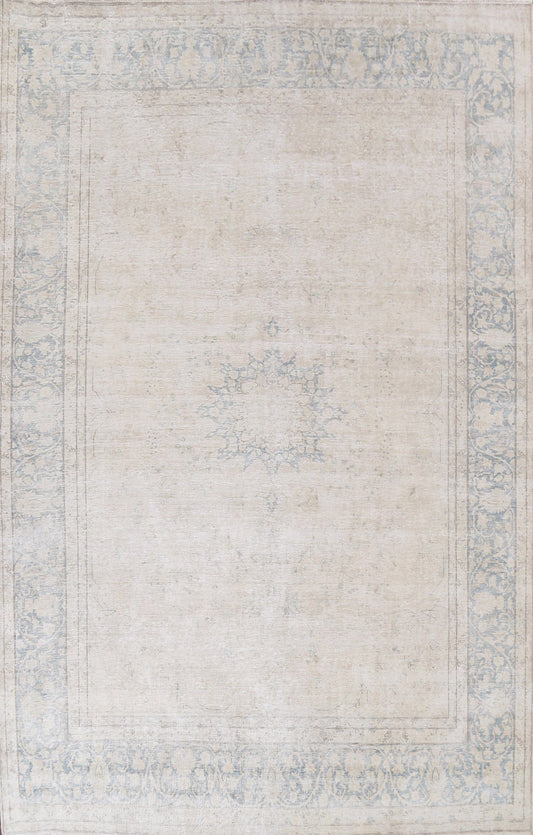 Muted Distressed Kerman Persian Area Rug 10x13