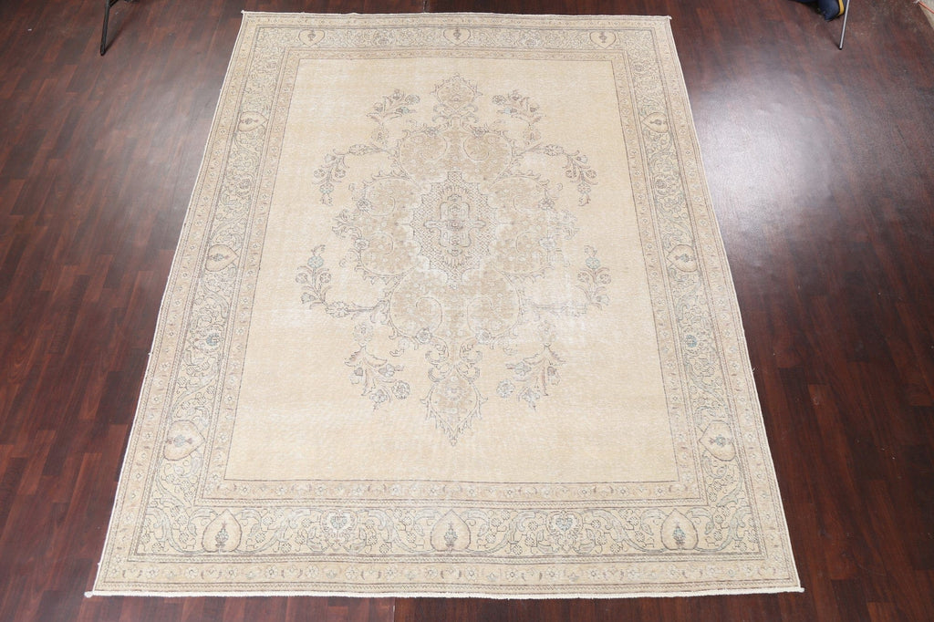 Distressed Wool Tabriz Persian Area Rug 10x12