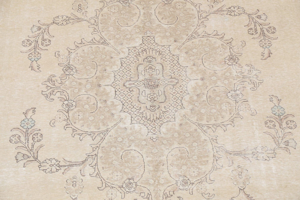 Distressed Wool Tabriz Persian Area Rug 10x12