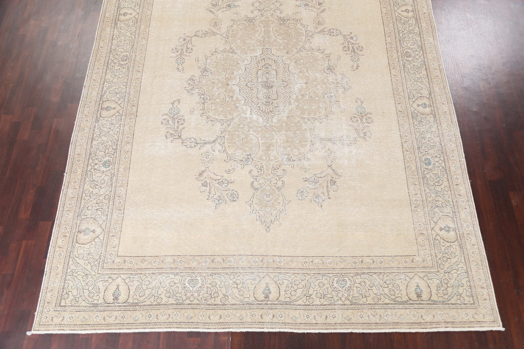 Distressed Wool Tabriz Persian Area Rug 10x12